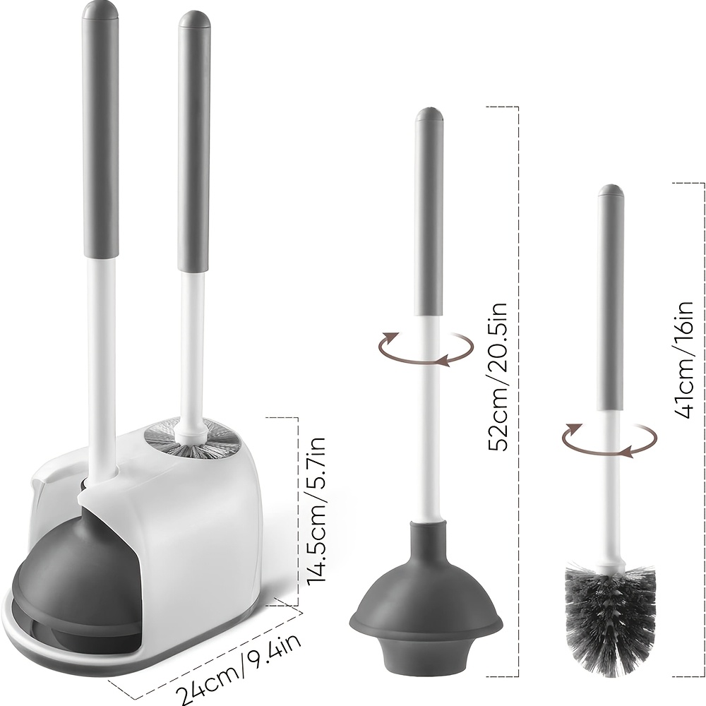 Toiletborstel en ontstopper set , 2 in 1 toiletontstopper voor de badkamer, stevige toiletborstel met houder, verborgen toiletontstopper