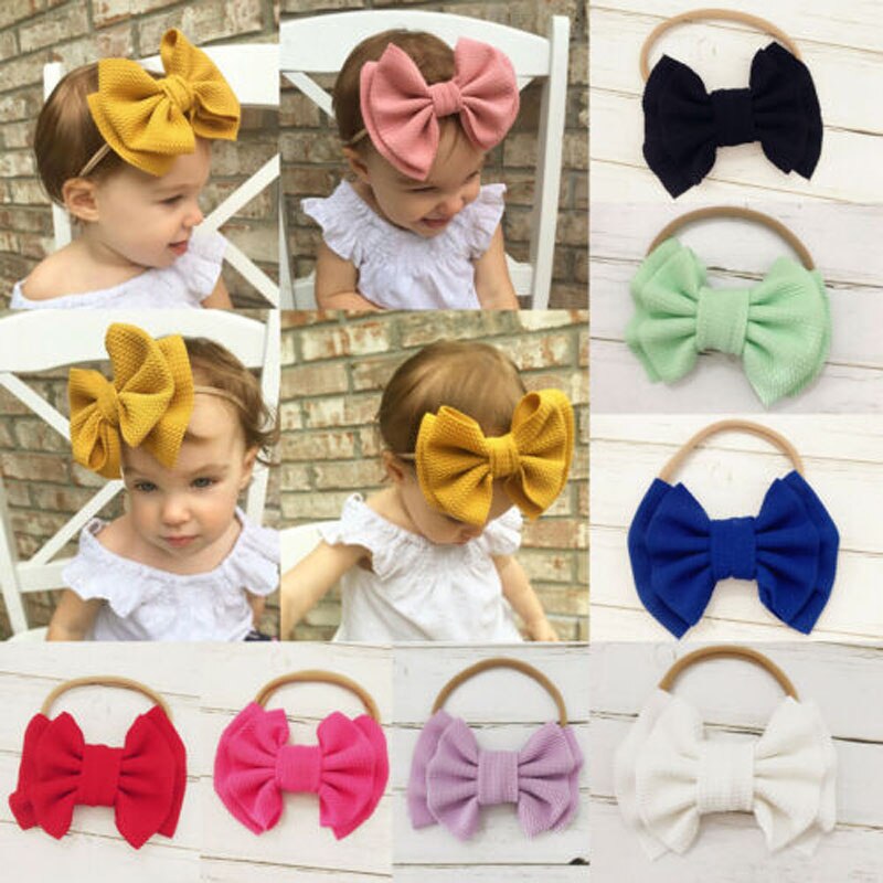 Menina headdress grande arco nó sólido bandana bandana elástica nó headdress acessórios