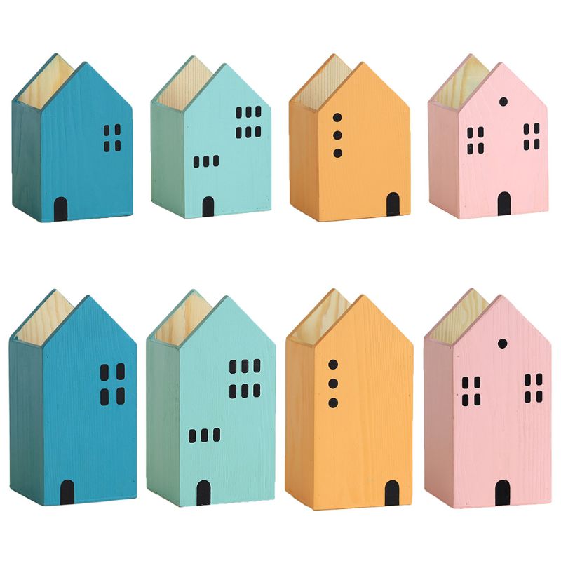 ¡Novedad de ! Porta lápices de madera en forma de casa, organizador de escritorio, contenedor de papelería, bote