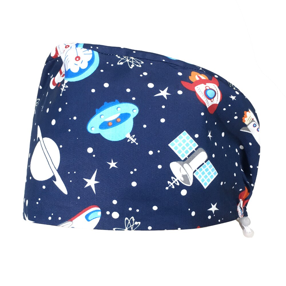 Scrubmuts voor huisdieren, verstelbare elastische gesp, werkmutsen voor voedingsdeskundigen, zweetabsorberend, cartoonprint, veelkleurige scrubmuts: 82022