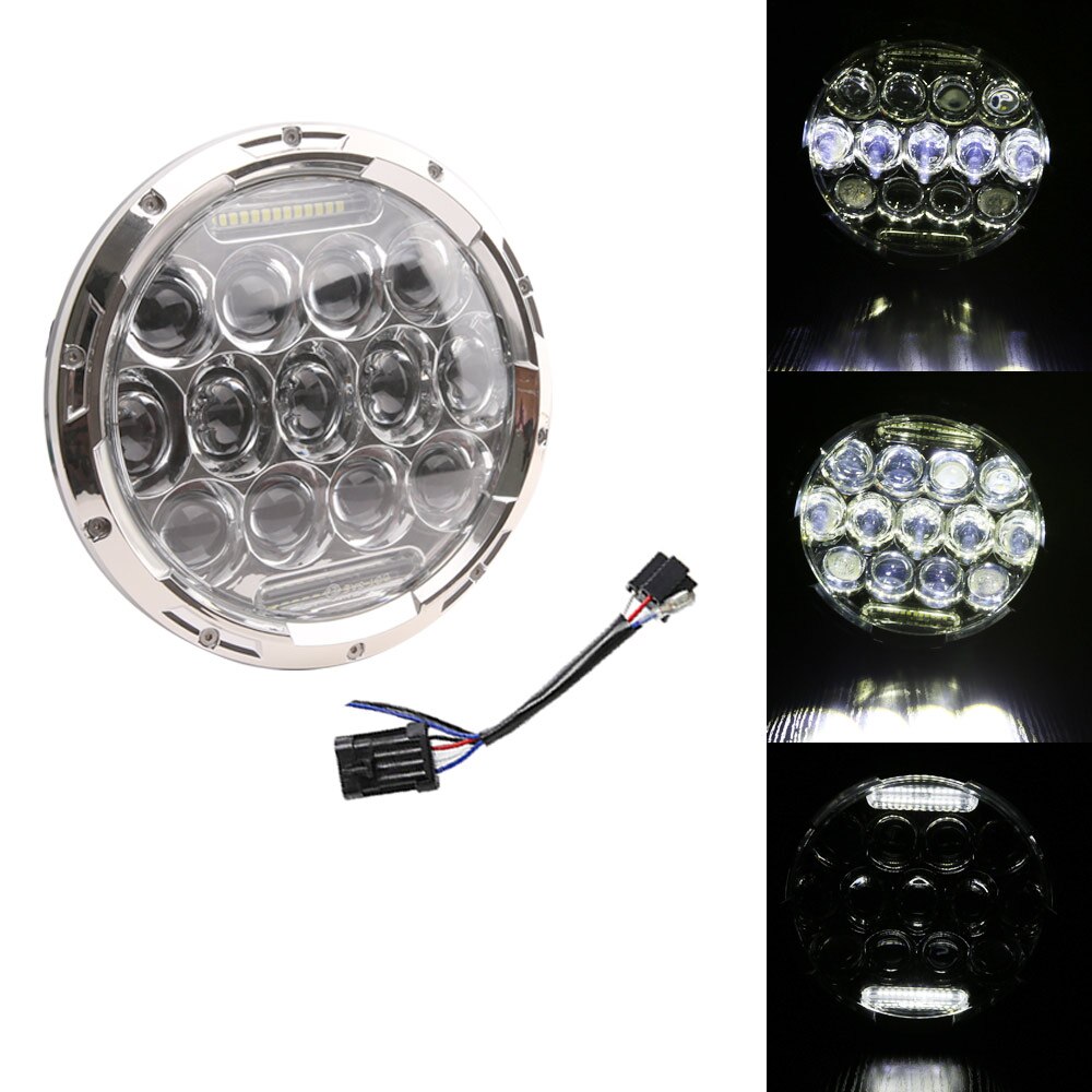 7 Inch Headlight For Harley Motorcycle 7Inch Round DRL Turn Signal Halo LED Headlamp: 75C