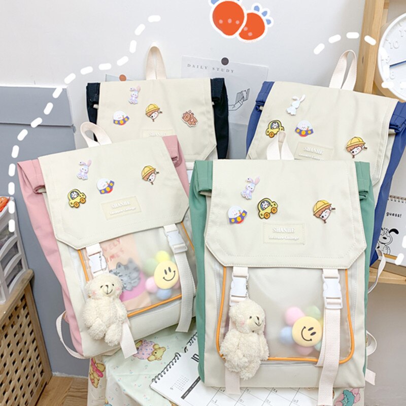 Transparante Rugzak Vrouw Laptop Tas 15.6 Inch Leuke Kawaii Japanse Stijl Rugzakken Voor Tienermeisjes School Ita Tas Vrouwen H220