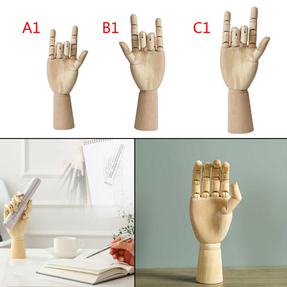 18/25/30cm Hand Model Man-Home Decoration Ornaments Wood Hand Movable Limbs Joint Human Artist Model