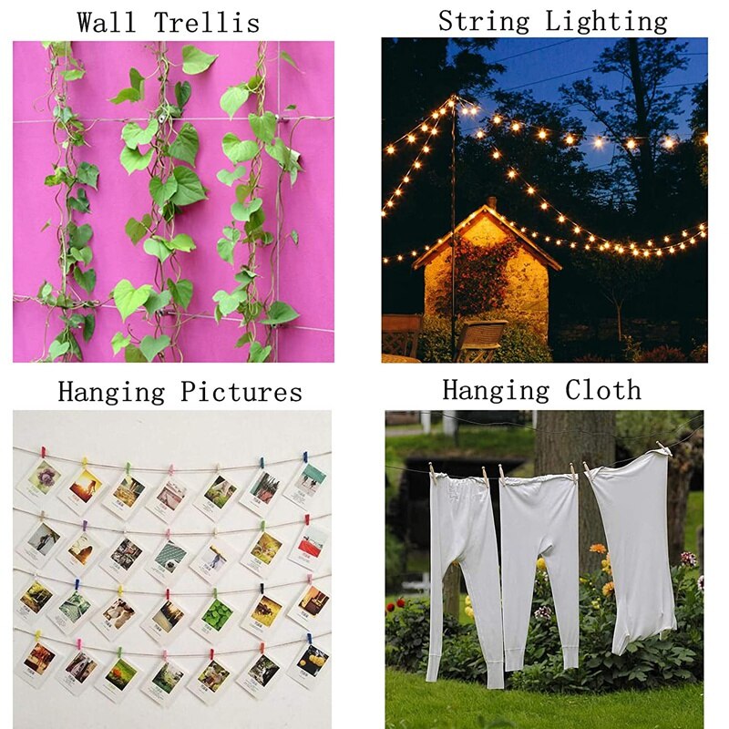 Garden Wire/Picture Wire/Wire Trellis Kit,30M Heavy Duty Stainless Steel Cable Rope, Lag Screw Eye Screw