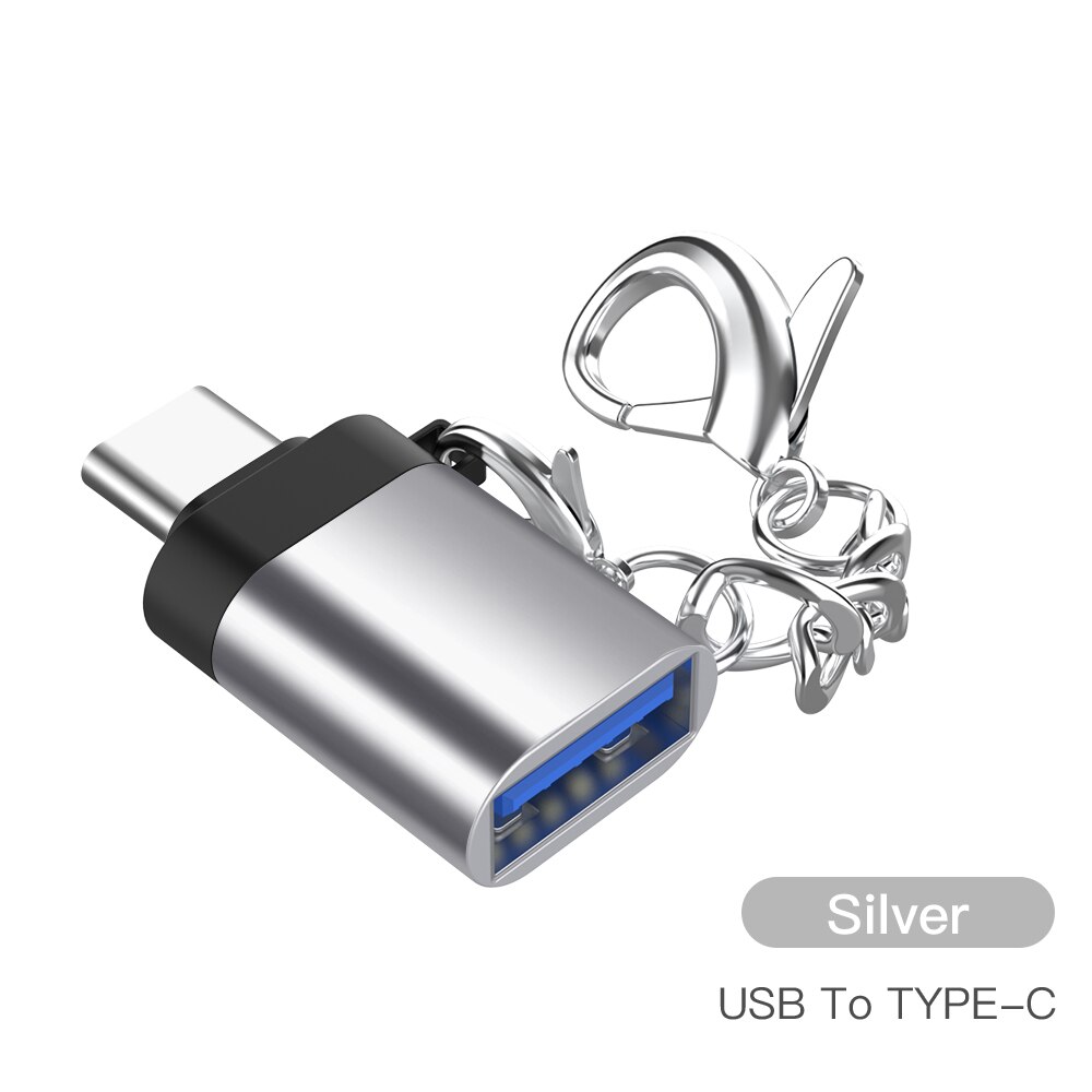 Adaptateur micro usb type-c 3.0 OTG, convertisseur de données de Charge, pour Samsung S9 S8 Huawei P20 Pro Macbook: Iron chain silver
