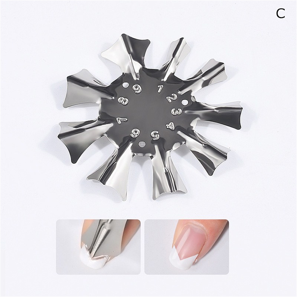 Rustfrit stål fransk stil nail art manicure skabelon 3 slags forskellige kanter linjer nail art manicure værktøjer