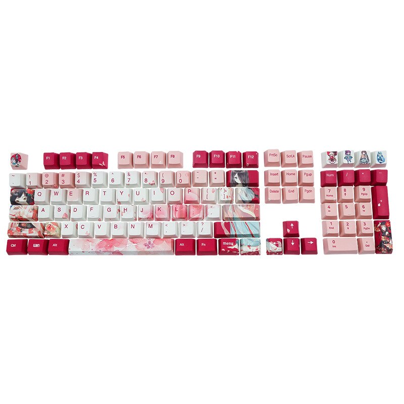 1set 108 Keys PBT Dye Sub Keycaps Full Set Mechanical Keyboard Keycaps PBT Cap: Peachblossom