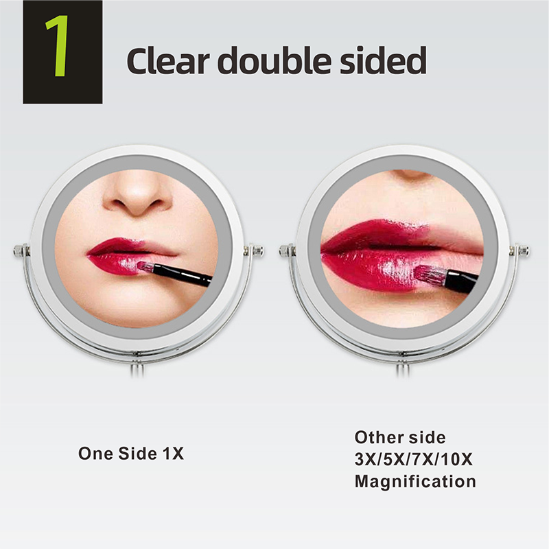 Folding Arm Extend Bathroom Mirror with LED Light 7 Inch Wall Mounted Double Side Smart Cosmetic Makeup Mirrors Mirror Wall