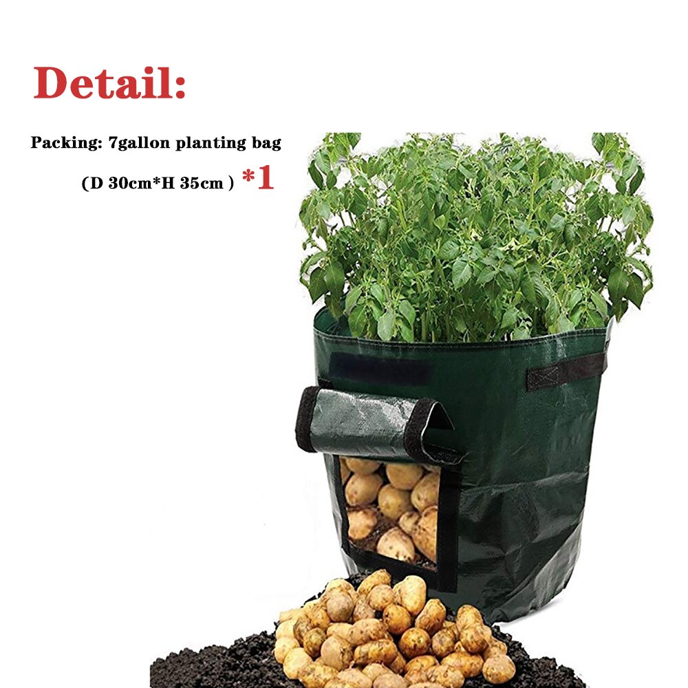 Bolsa contenedor de cultivo de patatas, maceta artesanal, bote de tomate trapo PE plantar verduras jardinería cultivo, bolsa de cultivo, suministros de jardín: 7gallon