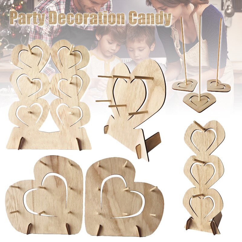 Houten Donut Stands Hartvormige Houder Voor Bruiloft Verjaardag Party Donuts Display Hoek Decoratie RERI889
