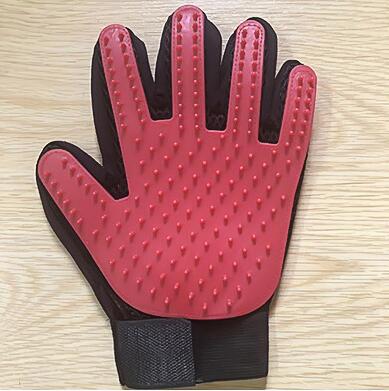 Pet Handschuh Katze Pflege Handschuh Katze Haar Deshedding Pinsel Handschuhe Hund Kamm Katzen Bad Sauber Massage Haar Entferner Bürste für pet Tier: Red left glove