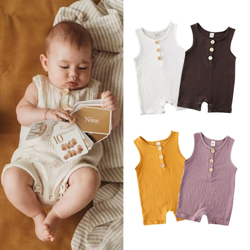 EMMABABY Newborn Baby Boy Girl Sleeveless Romper Jumpsuit One-Pieces Clothes