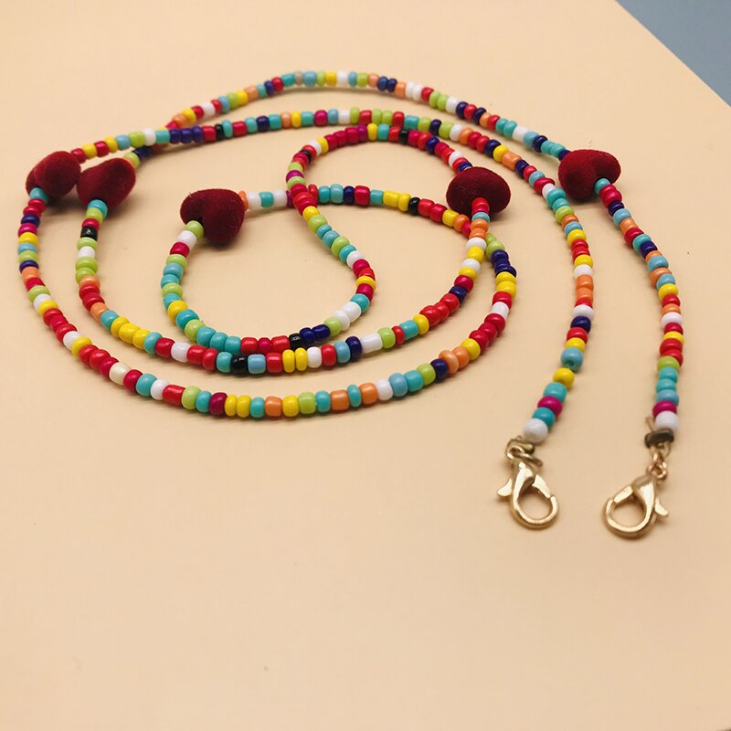 Cadena de perlas simulada para mascarilla de mujer, cadena de cuentas con cadenas para gafas de sol