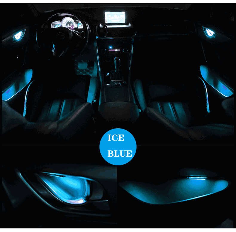 4 stücke Auto Umgebungs LED Licht Auto Innen Tür Schüssel griff Armlehne Licht Auto Tür Innen Dekorative Atmosphäbetreffend Lampe Universal-: Eis Blau