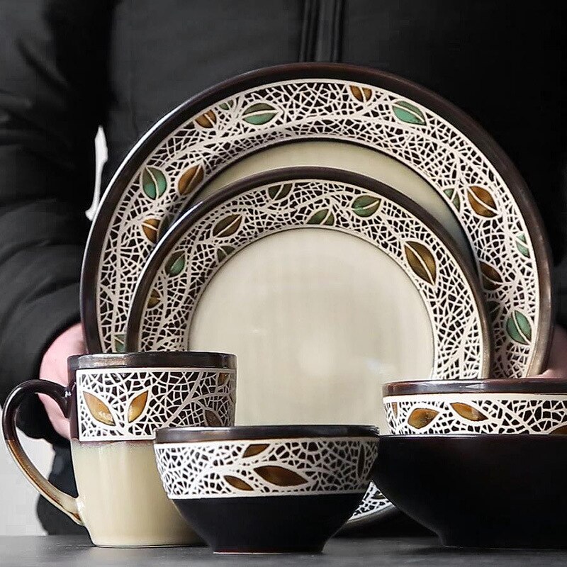 Vajilla de cerámica con plato para cenar de porcelana