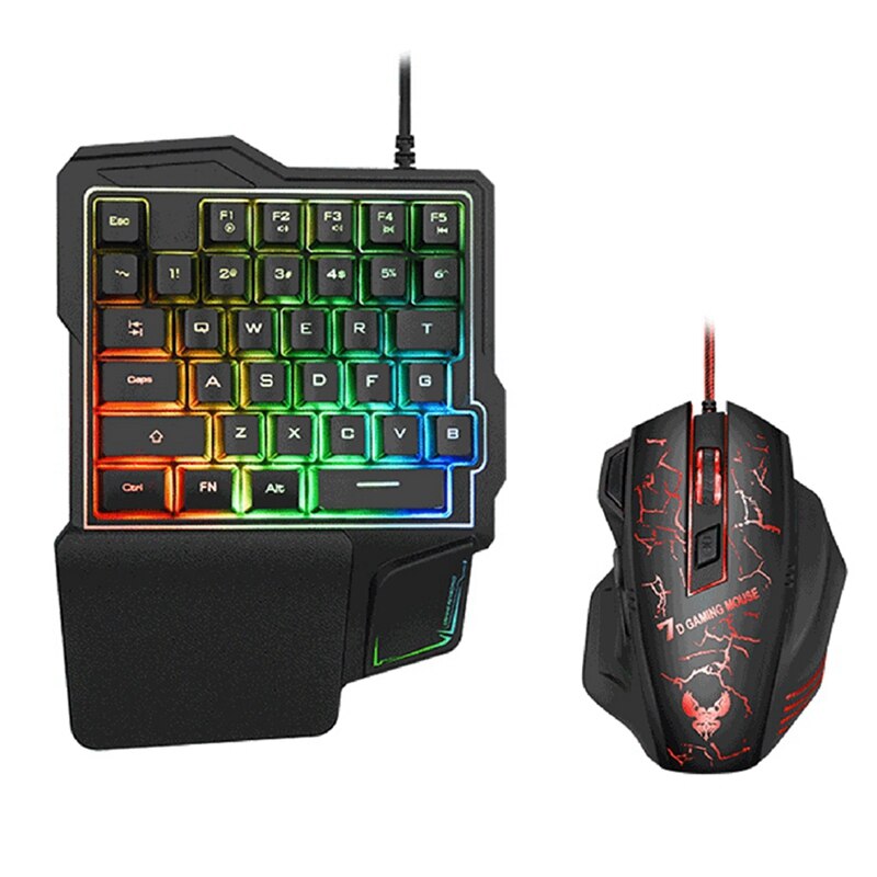 One-Handed Keyboard and Mouse Set Game Artifact Manipulator Keyboard Wired Keyboard and Mouse: Default Title