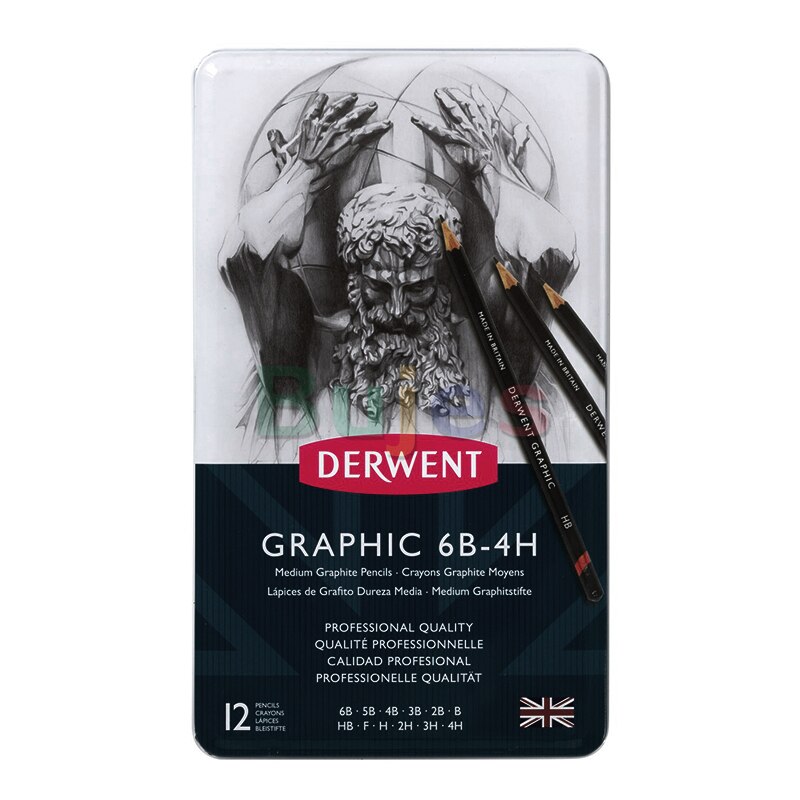 Derwent Grafische Tekening Potloden, Medium, Metalen Tin, Schetsen Potloden, Houtskool Potlood Kunst Levert, art Potloden Graphite: 34214(6B-4H)