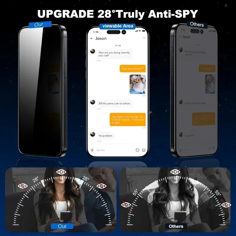 3 uds protectores de pantalla de privacidad para IPhone 11 12 13 14 15 16 Pro Max vidrio templado antiespía para iPhone 14 15 16 Plus película de vidrio