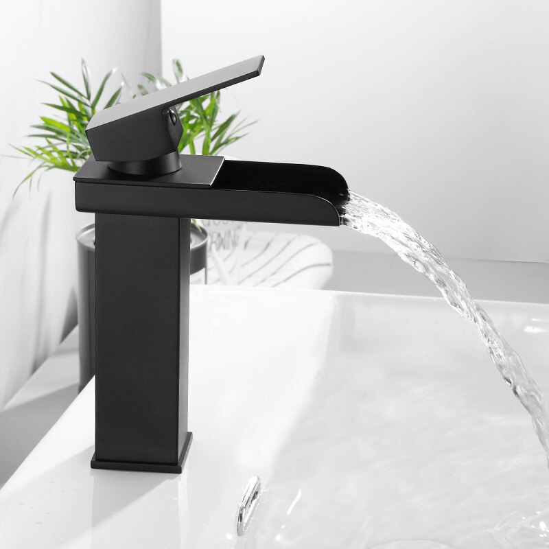 Waterval wastafelkranen wastafelmengkraan zwarte badkamer messing kraan voor dekmontage torneira