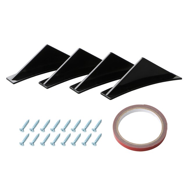 4pcs Universal Carbon Fiber Car Modified Rear Bumper Diffuser Triangle Spoiler For Bmw E46 E90 E60 E39 E36 F10 F30 X5 E53 E70: Bright curved 4pcs