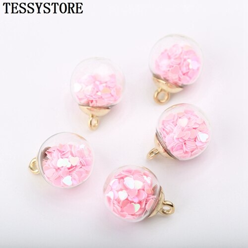 16 millimetri Palla Di Vetro Trasparente Piccolo Ciondolo Con Piccolo Cuore Amoroso All'interno del Pendente Per Monili Che Fanno Della Collana Accessori: Z026