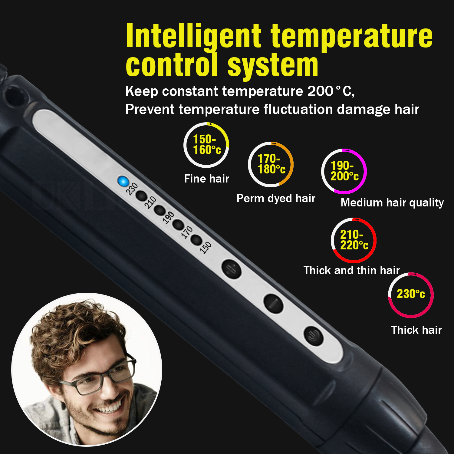 7mm Curling Iron Rotating Hair Curler Men's Small Curl Ceramic Pear Flower Cone Hair Curler Roller Waver Wand Salon Hair Styler