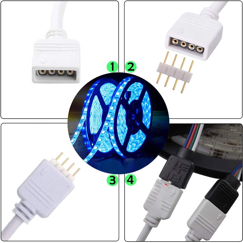 Cable conector RGB RGBW de 4 pines, conector hembra de 1 a 2, 3 y 4 pines, divisor para tira de luces LED 5050 3528 RGB RGBW + WW