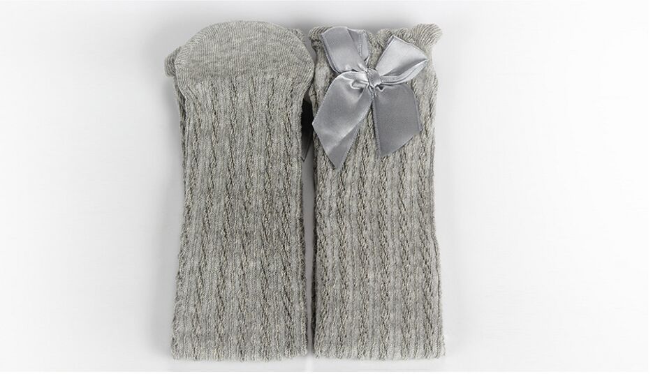 I Bambini della ragazza 2 A 12 Anni Al Ginocchio Alti Archi Calzini e Calzettoni Bambini di Alta Elastico Calzamaglie Del Fumetto Calza Primavera Estate Autunno Principessa calzini e Calzettoni: Gray Socks