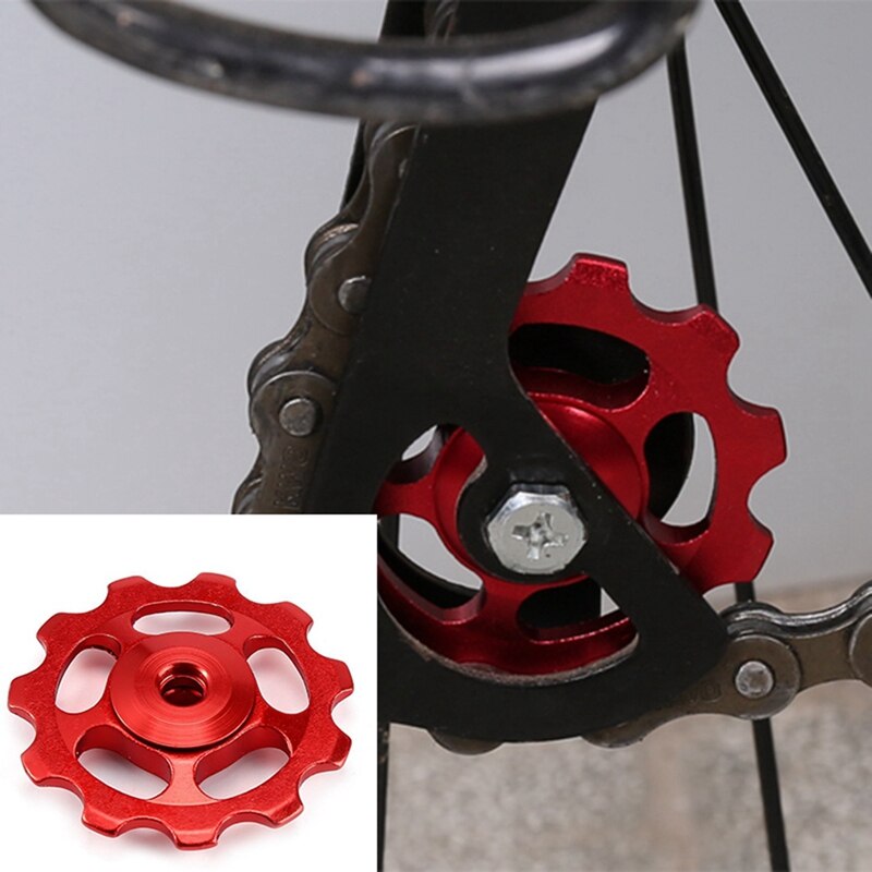 1 satz 11t fahrrad-ultraleicht-aluminiumlegierung-outdoor-lager-rad-schaltwerksrollen-fahrradteile-rot: Default Title