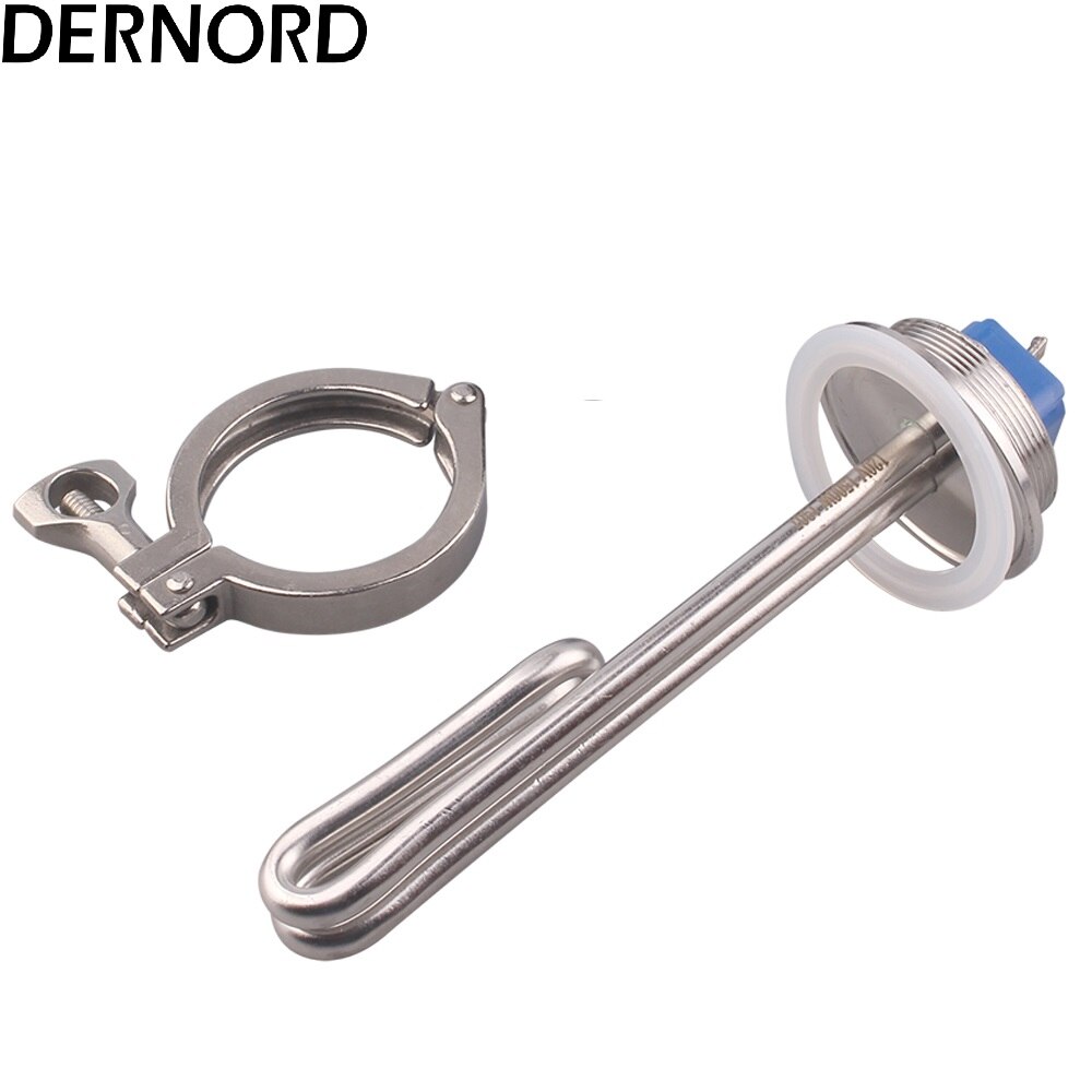 Dernord 2 Tri-clamp(OD64mm) 120V 1500W 1650W SUS304 Heating Element Electric Heater With Protection Cover: with bakelite cover / 120v 1650w / white