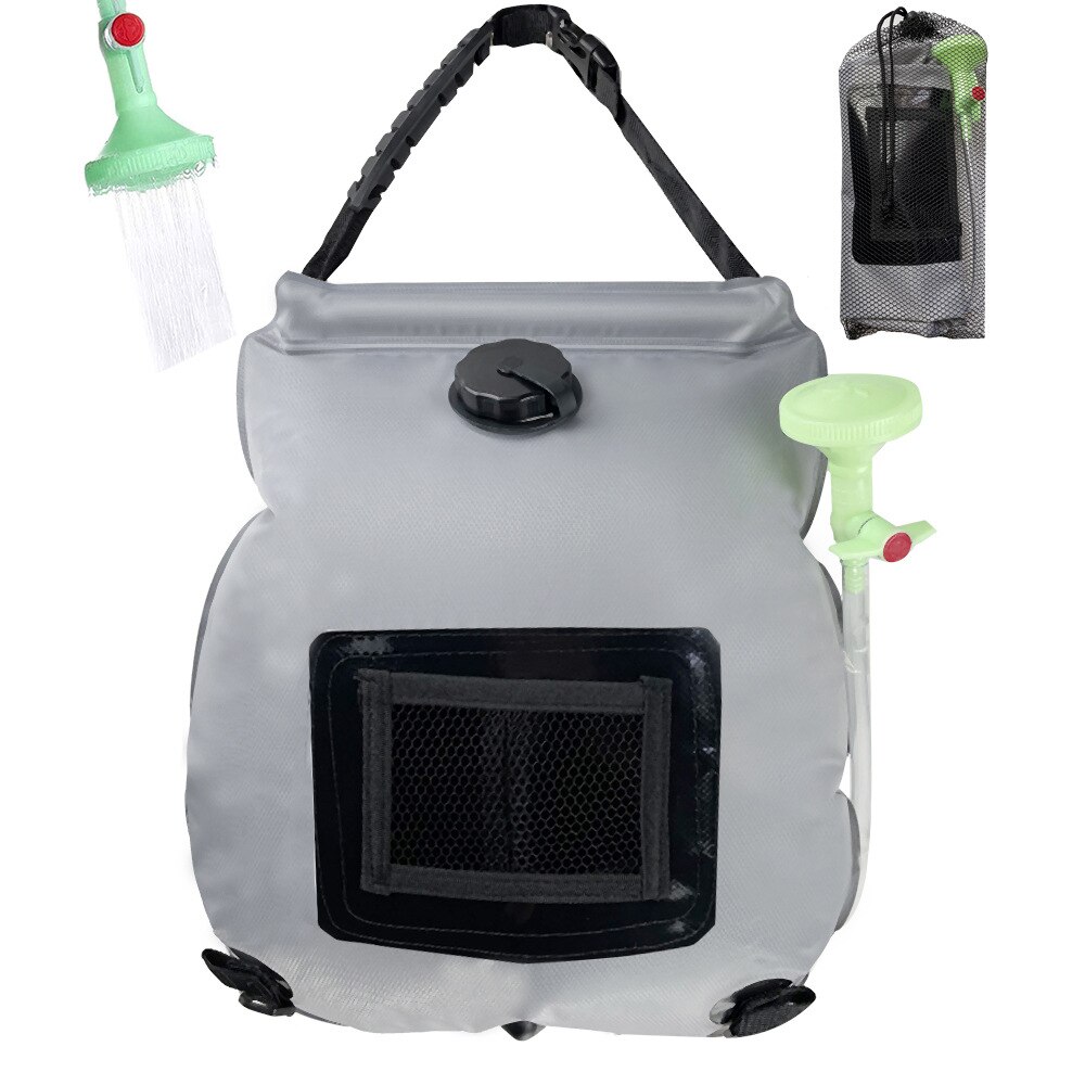 Portable Camping Shower Solar Heating Outdoor Hiking Camp Shower 20L Foldable Water Bag Portable Water Tank Hydration Bag: gray