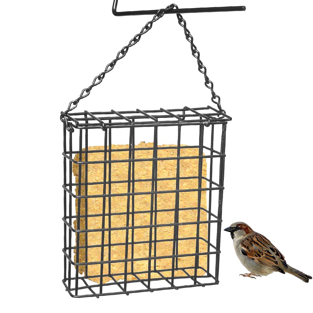 Square Bread Block Bird Feeder Outdoor Bird Food Device Suet Feeder Bird Cage House Bird Feeder with Roof Square Food Dispenser: 14x14x4cm