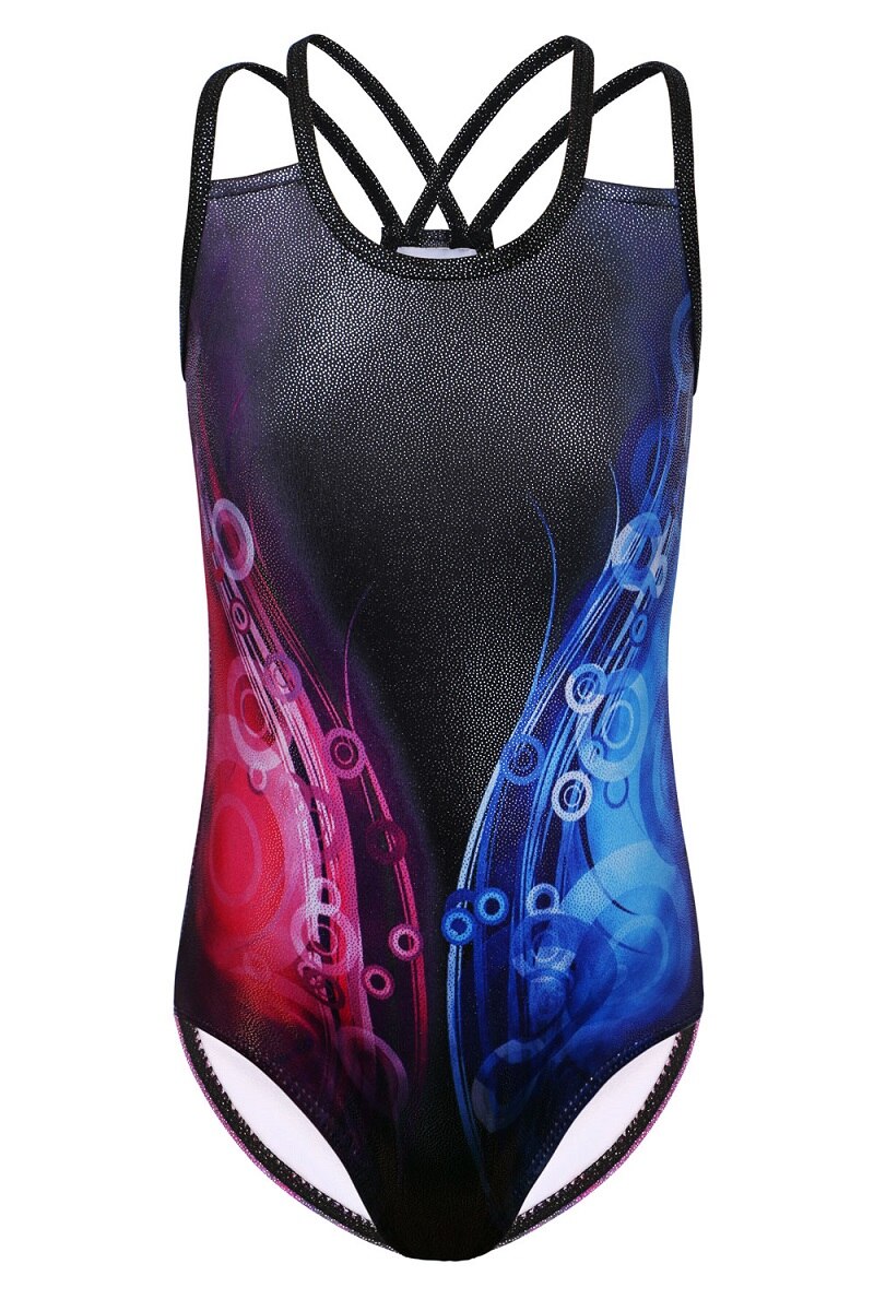 BAOHULU 3-12Y Kids Girls Leotards for Gymnastics Bright Color Strips Ballet Dance Bodysuits Tank Teens Athletes Skating Leotard: B250 black blue / 10A