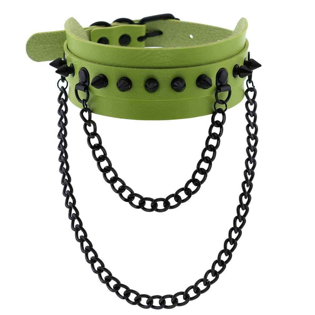 Halloween Cosplay Gothic Grün Halsband Kragen Halsketten Für Frauen Emo Punk Balck Spitze Geometrie Anhänger Halskette Y2K Schmuck: P074 Grün