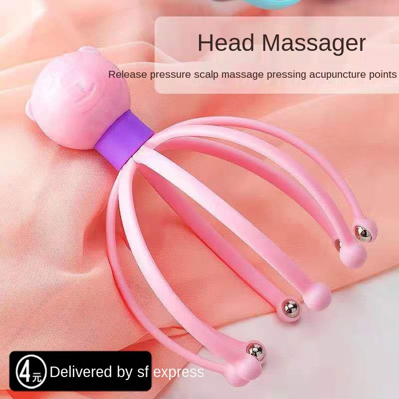 Masajeador de pulpo con bola magnética para la cabeza, instrumento de masaje de cinco garras para el cuero cabelludo, Extractor de relajación para el alma, relajación y depresión