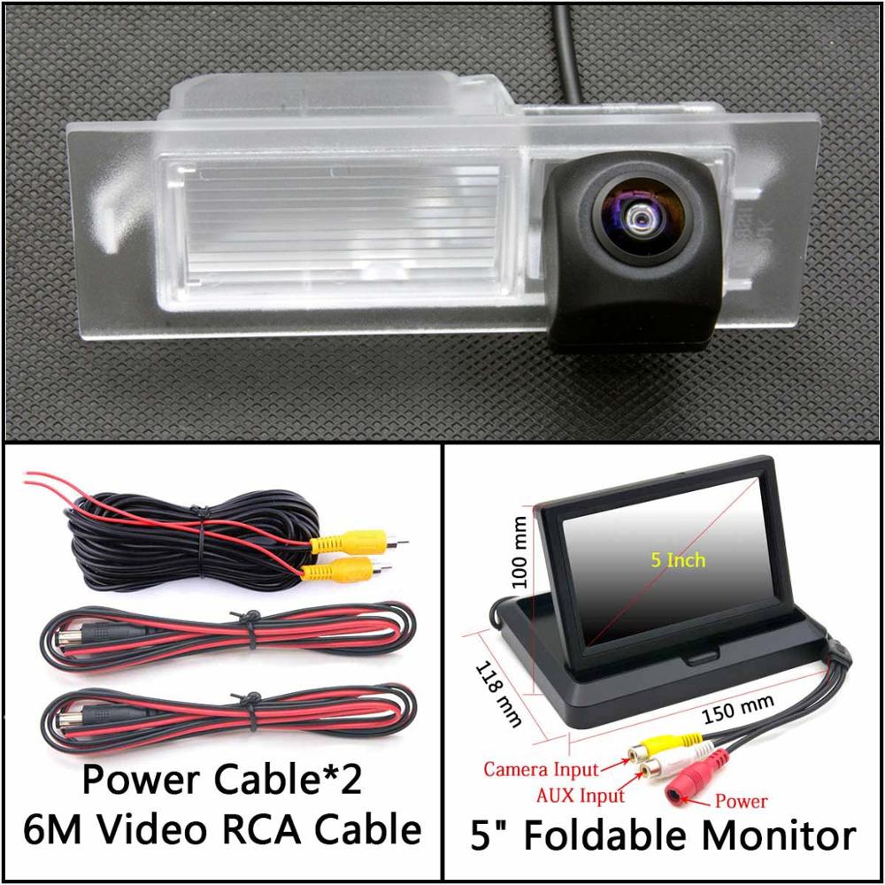 Cámara de visión trasera inversa HD de 175 grados para Fiat Tipo/Egea Monitor de aparcamiento visión nocturna impermeable: Cam N 5 inch Fold