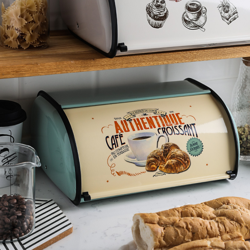 Brotkasten aus Metall mit Deckel, Behälter für die Küche, Aufbewahrungsbehälter für die Küche zu Hause, mit Rolldeckel, Lebensmittelbehälter, Heimküchen-Organizer