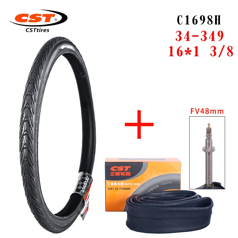 CST – pneus de vélo pliant à petites roues 16x1, pour pneus extérieurs de 34 à 3/8 de 16 pouces, C1698 60TPI, BMX, 349: 349 16X1 3 8 FV48