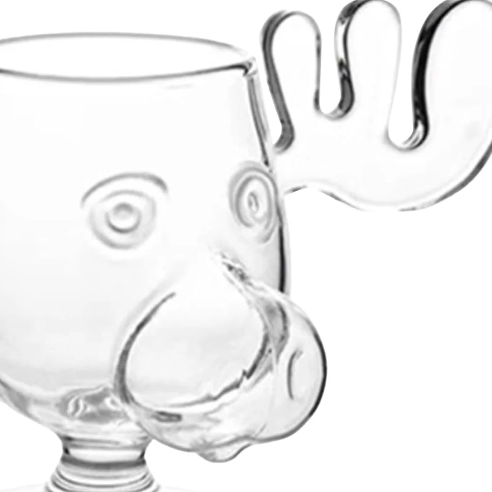 1-4PCS 240ml 8oz Christmas Vacation Moose Mug Christmas Reindeer Head Elk Glass Wine Beer Water Juice Milk Glass