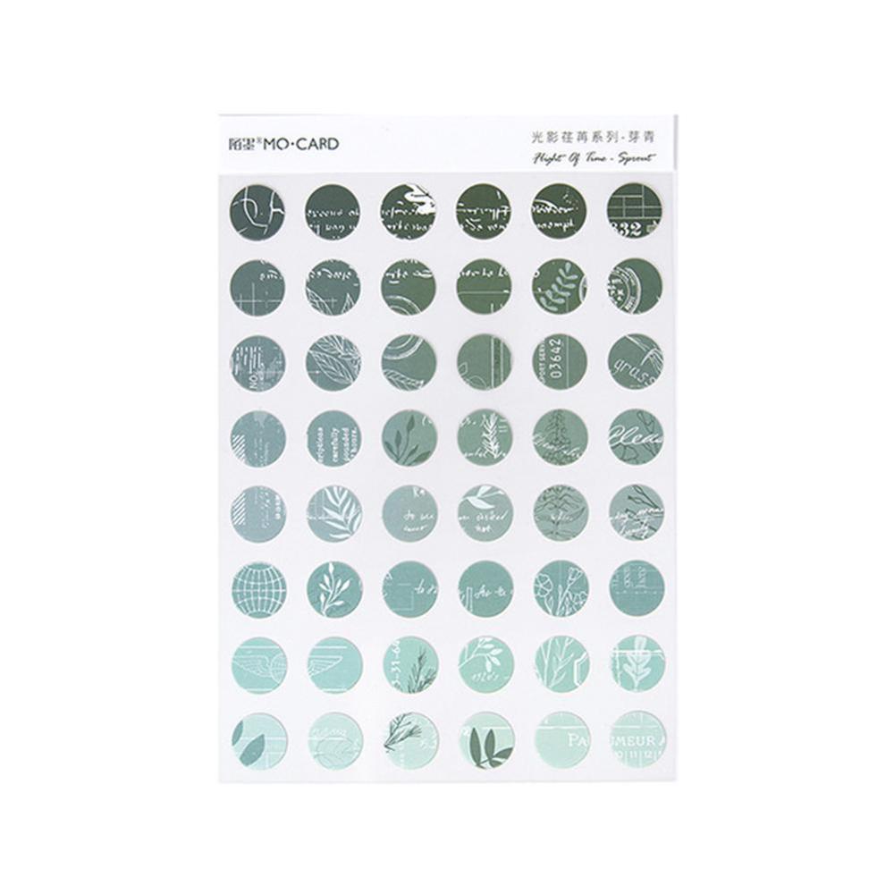 1pcs Stationery Stickers DIY Planet Sticky Paper Kawaii Diary Scrapbooking Round Plants For Decoration Stickers W5X6: green