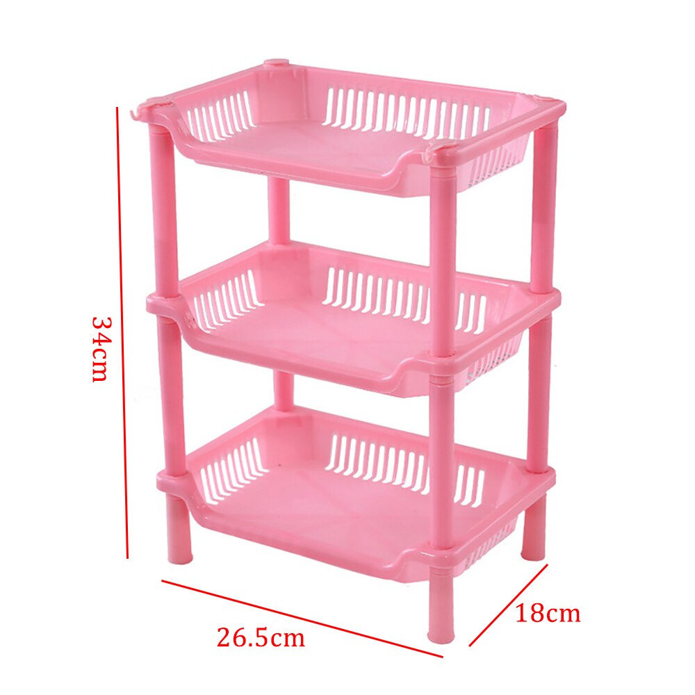 Organisateur de cuisine à 3 niveaux, étagère de rangement en plastique de , articles divers, étagère de salle de bain, Organization à domicile: Pink Square