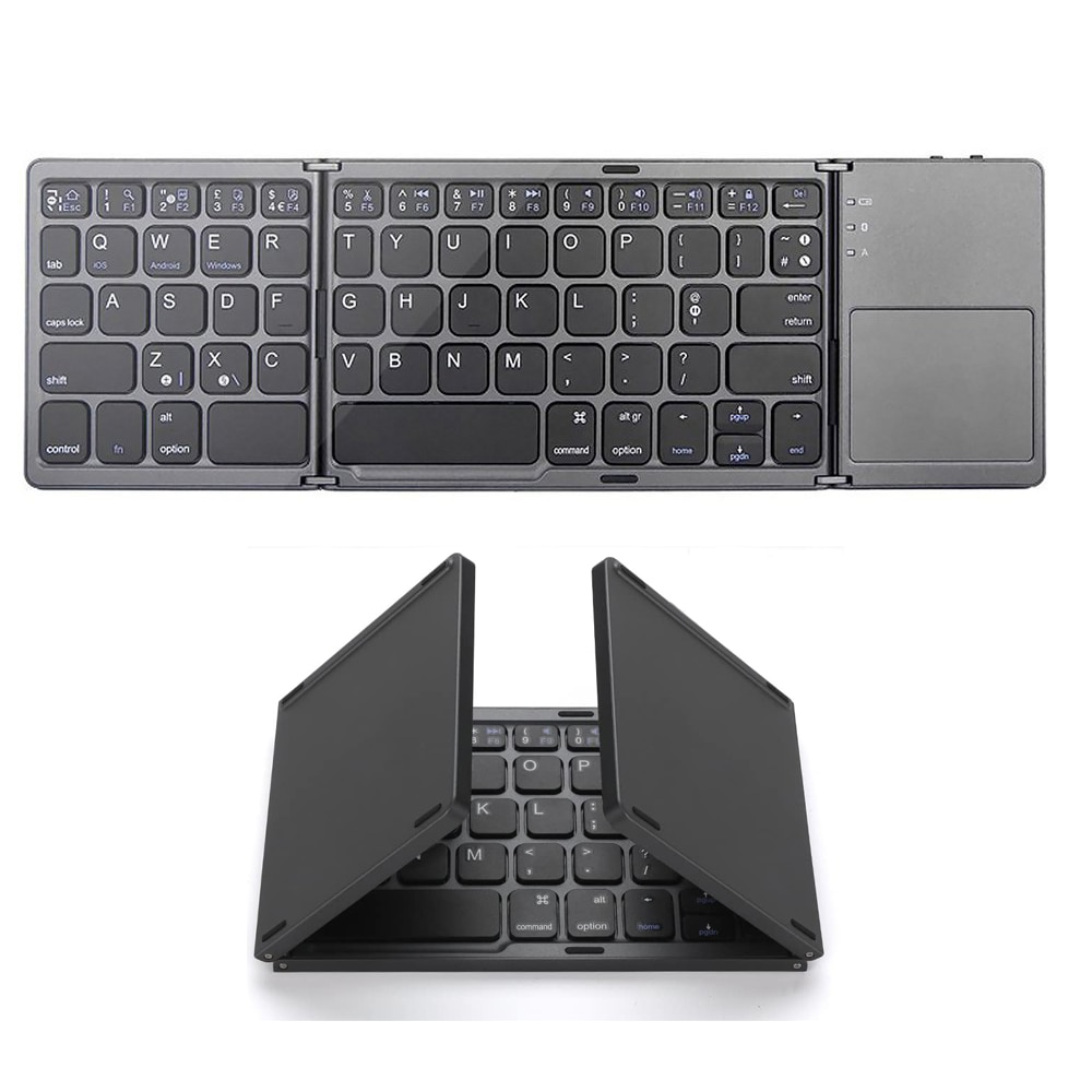 Bluetooth Mini Foldable Keyboard Wireless BT Folding Pocket-Size Keypad with Touchpad for Android/IOS/Windows/Laptop/Tablet