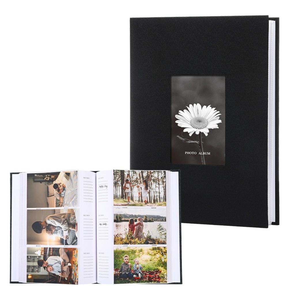6in Linen Cover Photo Album Interleaf Type 200/300Pics Large Scrapbook Album 100 Pages DIY Memory Book Family Times: Burgundy