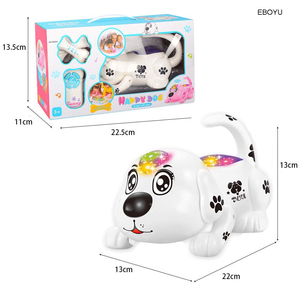 Eboyu robot valp elektronisk smart husdjur tumla musik leksak krypa tumla leksak lysande hund