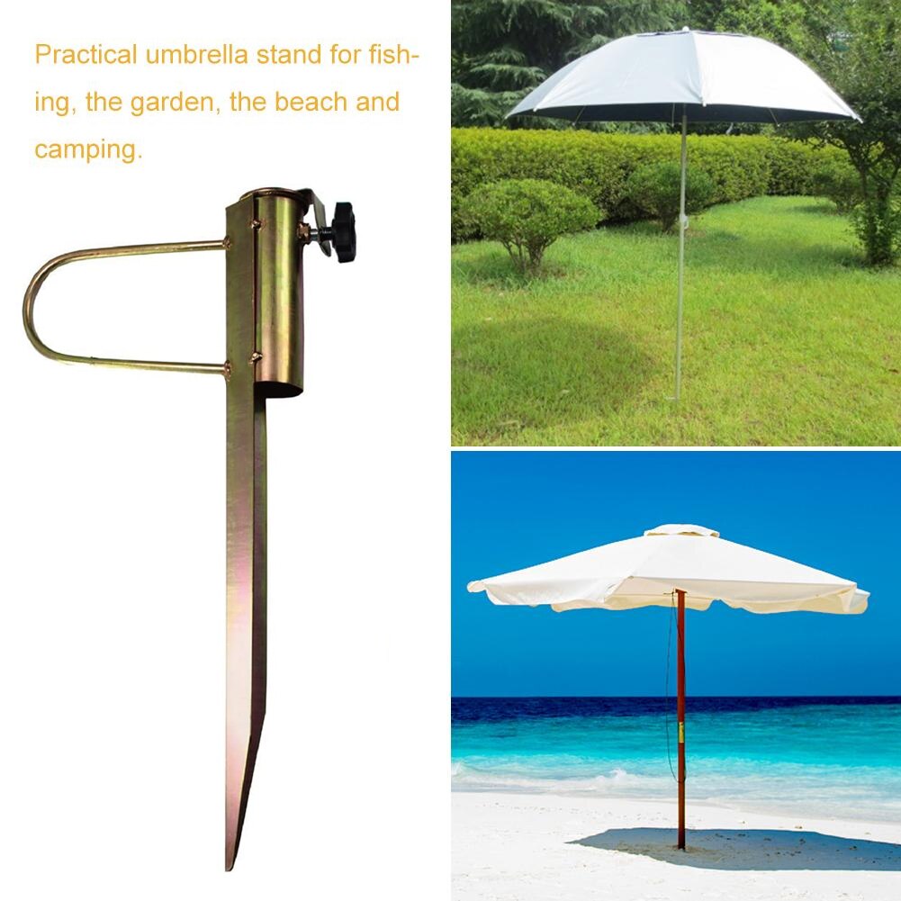 Ground Insert Umbrella Base Home Garden 42cm Pole Holder Stable Steel Outdoor For Soil Sand Portable Beach Patio Parasol