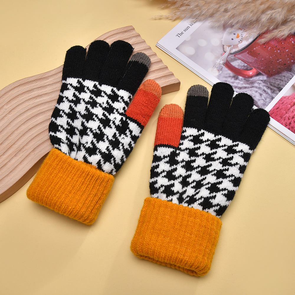 Frauen Herbst Winter Handschuhe Warme Hand Schutz Touchscreen Spleißen Dicke Handschuhe Einfarbig Einfache Lustige: Armee Grün