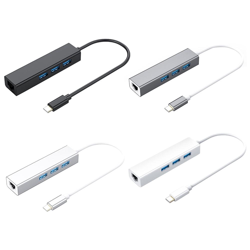 S81-U3-C Mulit Ports Zinn-beschichtete Kupfer Leiter für PVC Typ-C Männlichen zu RJ45 3 USB 3,0 Weibliche computer USB-C Splitter