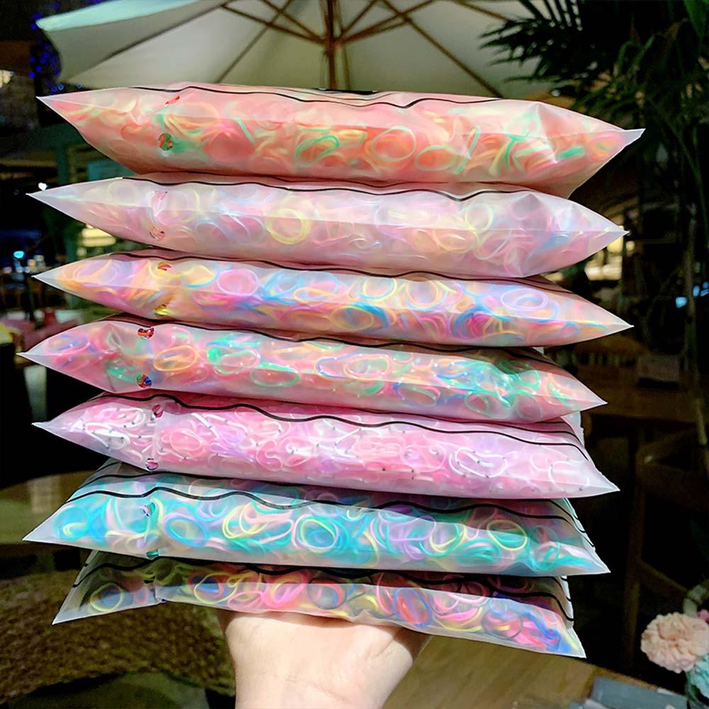 1000 Stks/pak Meisjes Kleurrijke Haar Touw Kleine Wegwerp Rubber Bands Paardenstaart Houder Elastische Haarbanden Mode Haaraccessoires