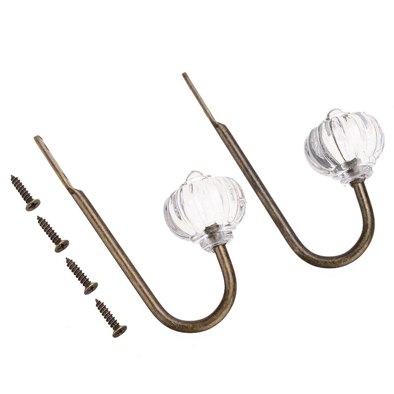 1 paar Metalen Kristal Glas Gordijn Holdback Drapery Tieback Haken Hanger voor Muur Venster (zilver
