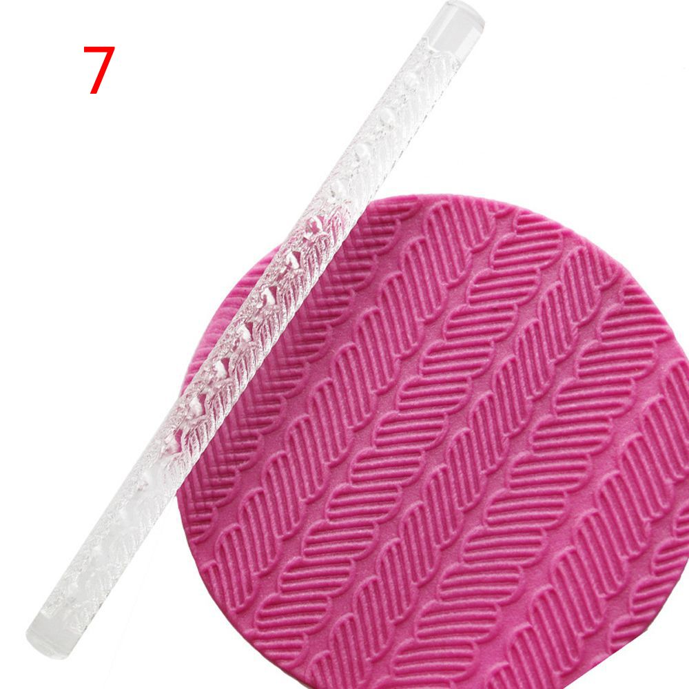 15Styles Acrylic Rolling Pin Fondant Cake Impression Rolling Pin Pastry Roller Embossing Kitchen Baking Decor Tool: 7